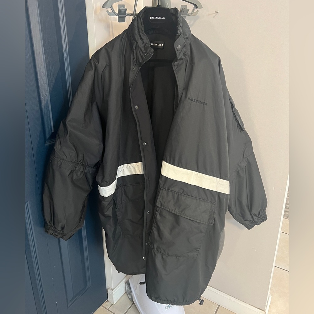 Reflective Oversized Classic Balenciaga Coat w/ Reflective Stripe